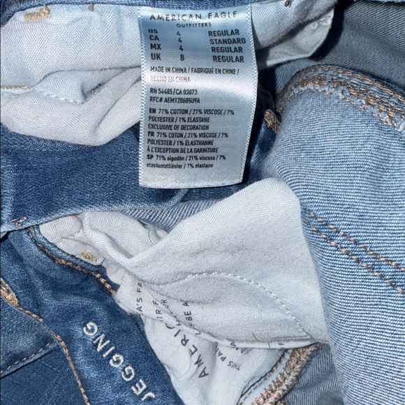 AMERICAN Eagle Sz 4 Distressed Blue Jegging EUc - Picture 3 of 3